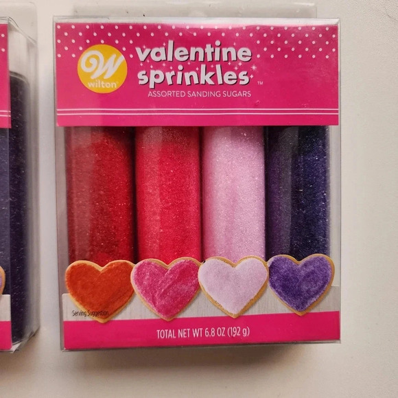 2 Pack Wilton Valentine Sprinkles Assorted Sanding Sugar Cupcake Topper Pink Red - Picture 3 of 8